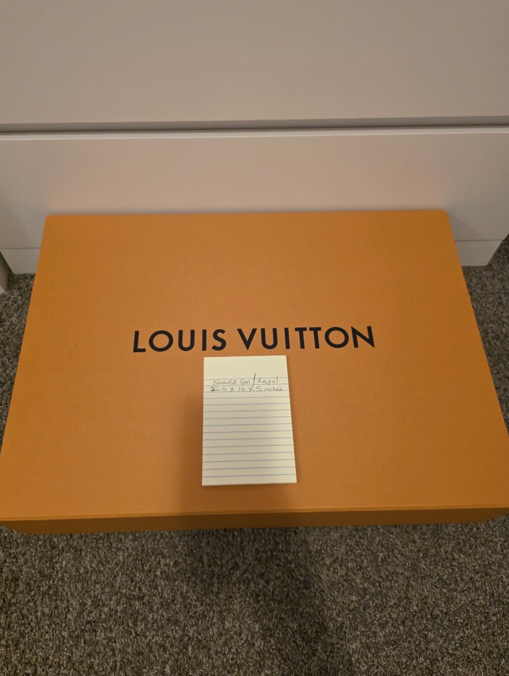 One Louis Vuitton Large Orange Box with Black Logo